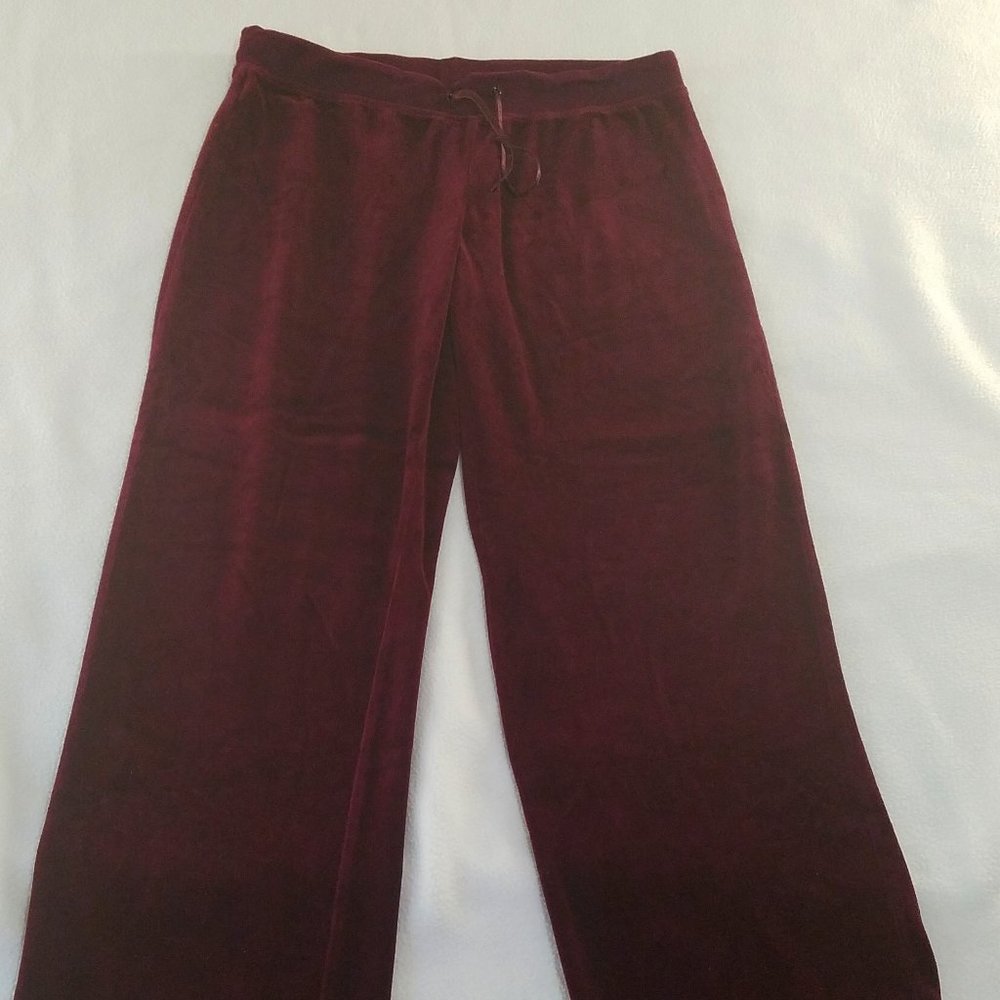 SJB Active wear Women's Large Burgundy/ Maroon Red Elastic Waist Pant EUC